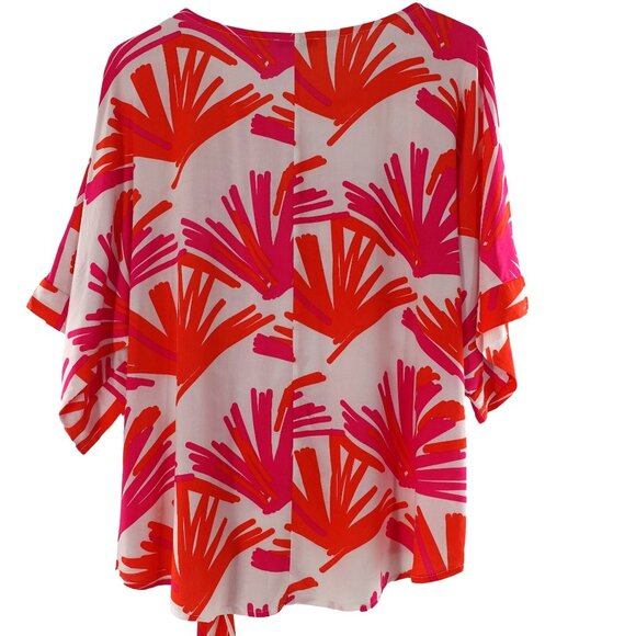 Mary Square Small  Loose Fit Side Tie Blouse Tropical Vacation Vibes - Picture 5 of 7